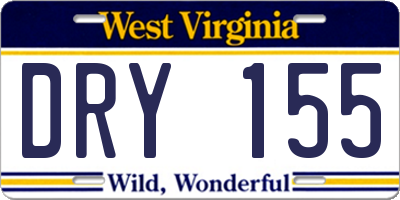 WV license plate DRY155