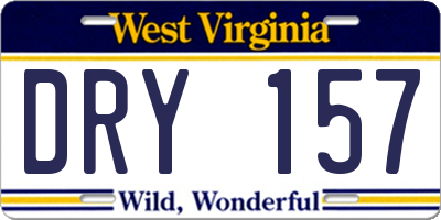 WV license plate DRY157