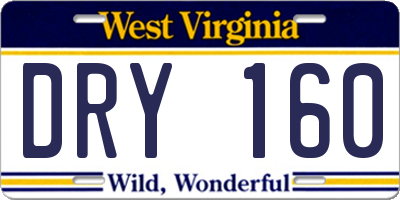 WV license plate DRY160
