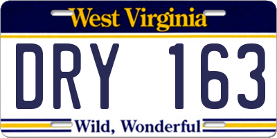 WV license plate DRY163