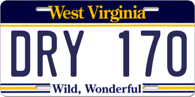 WV license plate DRY170
