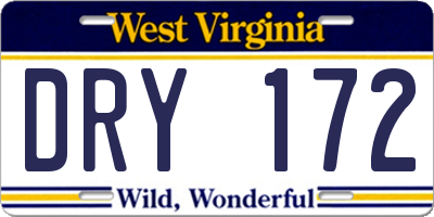 WV license plate DRY172