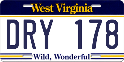 WV license plate DRY178