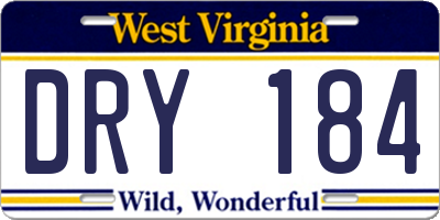 WV license plate DRY184