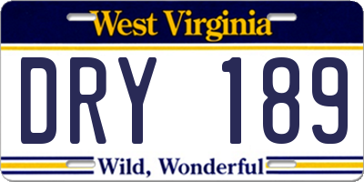 WV license plate DRY189