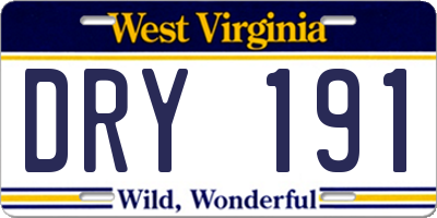 WV license plate DRY191