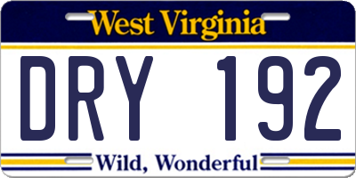 WV license plate DRY192