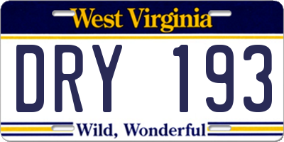 WV license plate DRY193