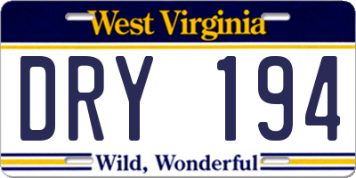 WV license plate DRY194