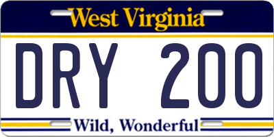WV license plate DRY200