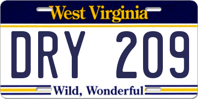 WV license plate DRY209