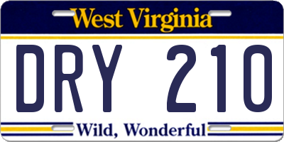 WV license plate DRY210