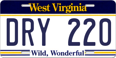 WV license plate DRY220