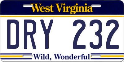WV license plate DRY232