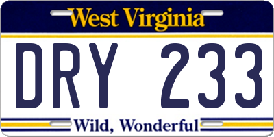 WV license plate DRY233