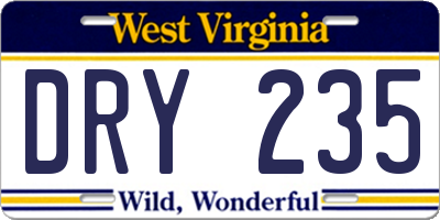 WV license plate DRY235