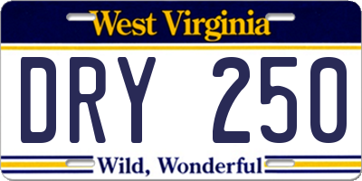 WV license plate DRY250