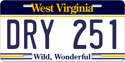 WV license plate DRY251