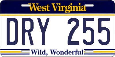 WV license plate DRY255