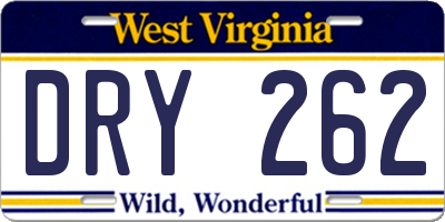 WV license plate DRY262