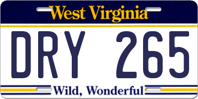WV license plate DRY265