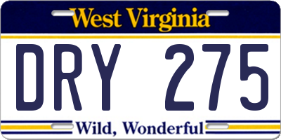 WV license plate DRY275