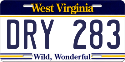 WV license plate DRY283