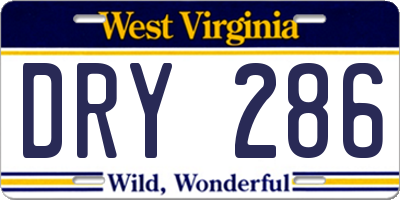 WV license plate DRY286