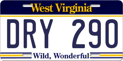 WV license plate DRY290