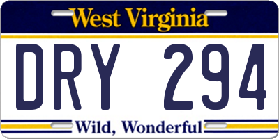 WV license plate DRY294