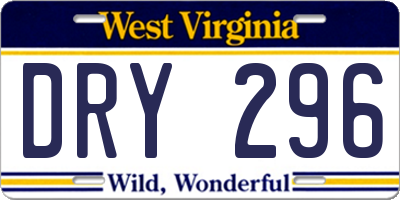 WV license plate DRY296
