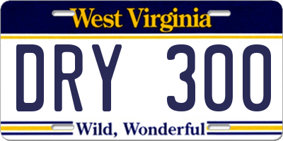 WV license plate DRY300