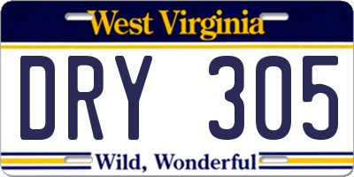 WV license plate DRY305