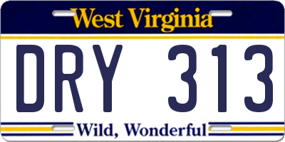 WV license plate DRY313