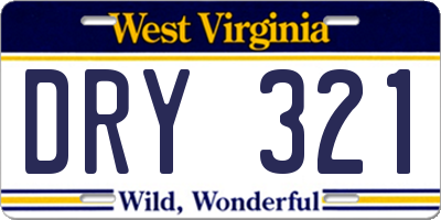 WV license plate DRY321