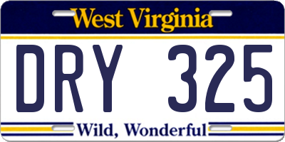WV license plate DRY325