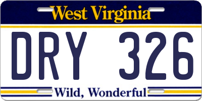 WV license plate DRY326