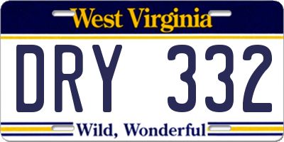 WV license plate DRY332