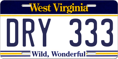 WV license plate DRY333