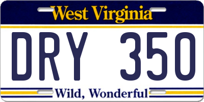 WV license plate DRY350