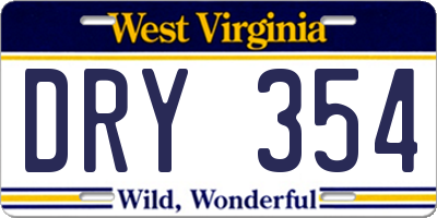WV license plate DRY354