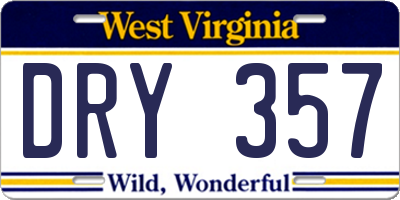 WV license plate DRY357