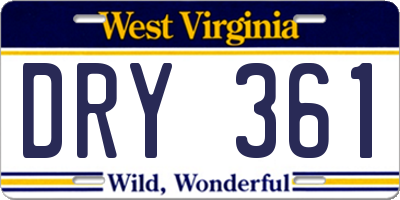 WV license plate DRY361