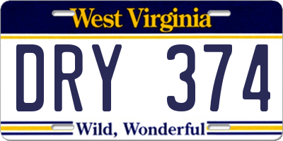 WV license plate DRY374