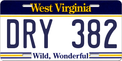 WV license plate DRY382
