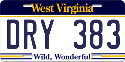 WV license plate DRY383