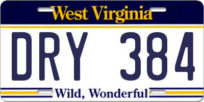 WV license plate DRY384