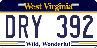 WV license plate DRY392