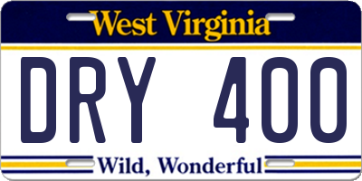 WV license plate DRY400