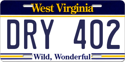 WV license plate DRY402